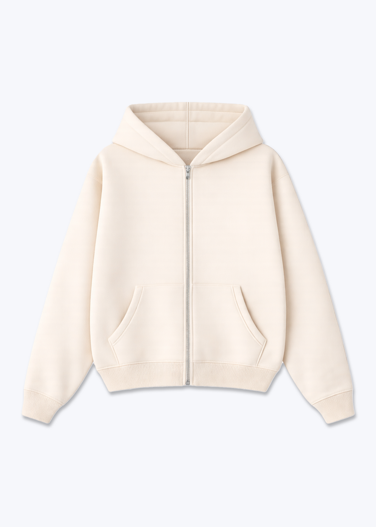 AJ99 ZIP HOODIE  - Beige Front Base