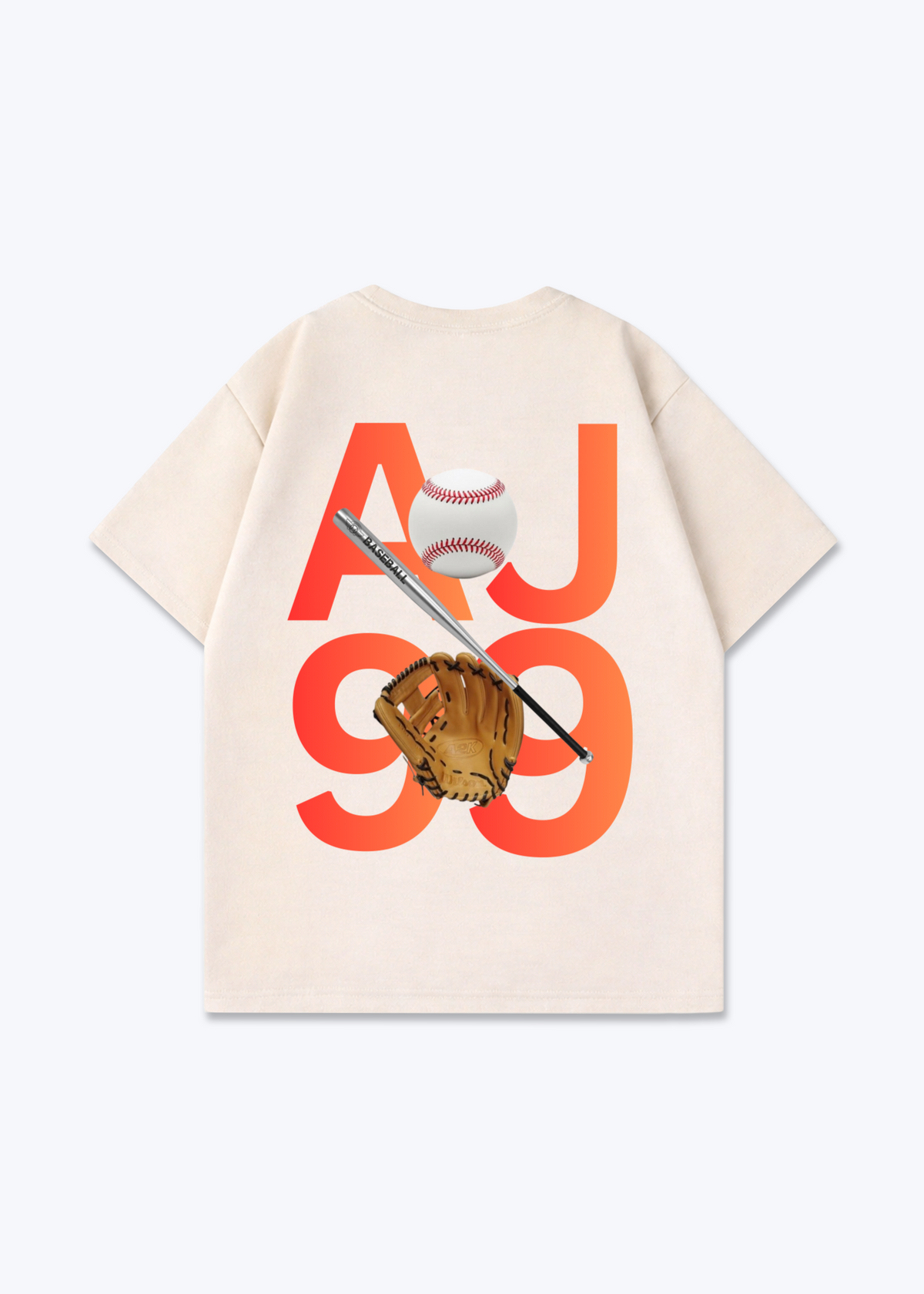 AJ99 Oversized Shirt - Beige Back (Designed)