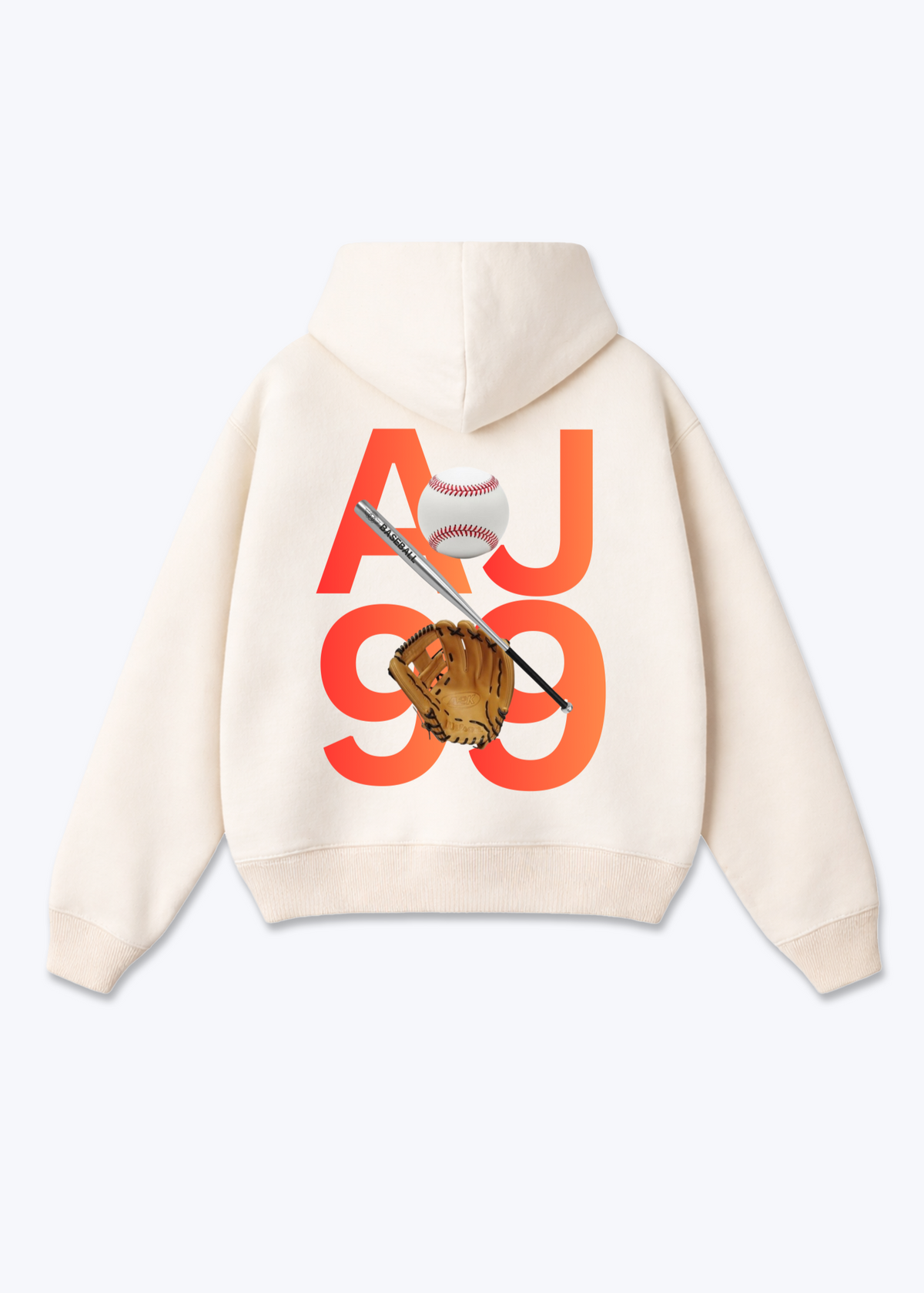 AJ99 Oversized Hoodie - Beige Back (Designed)