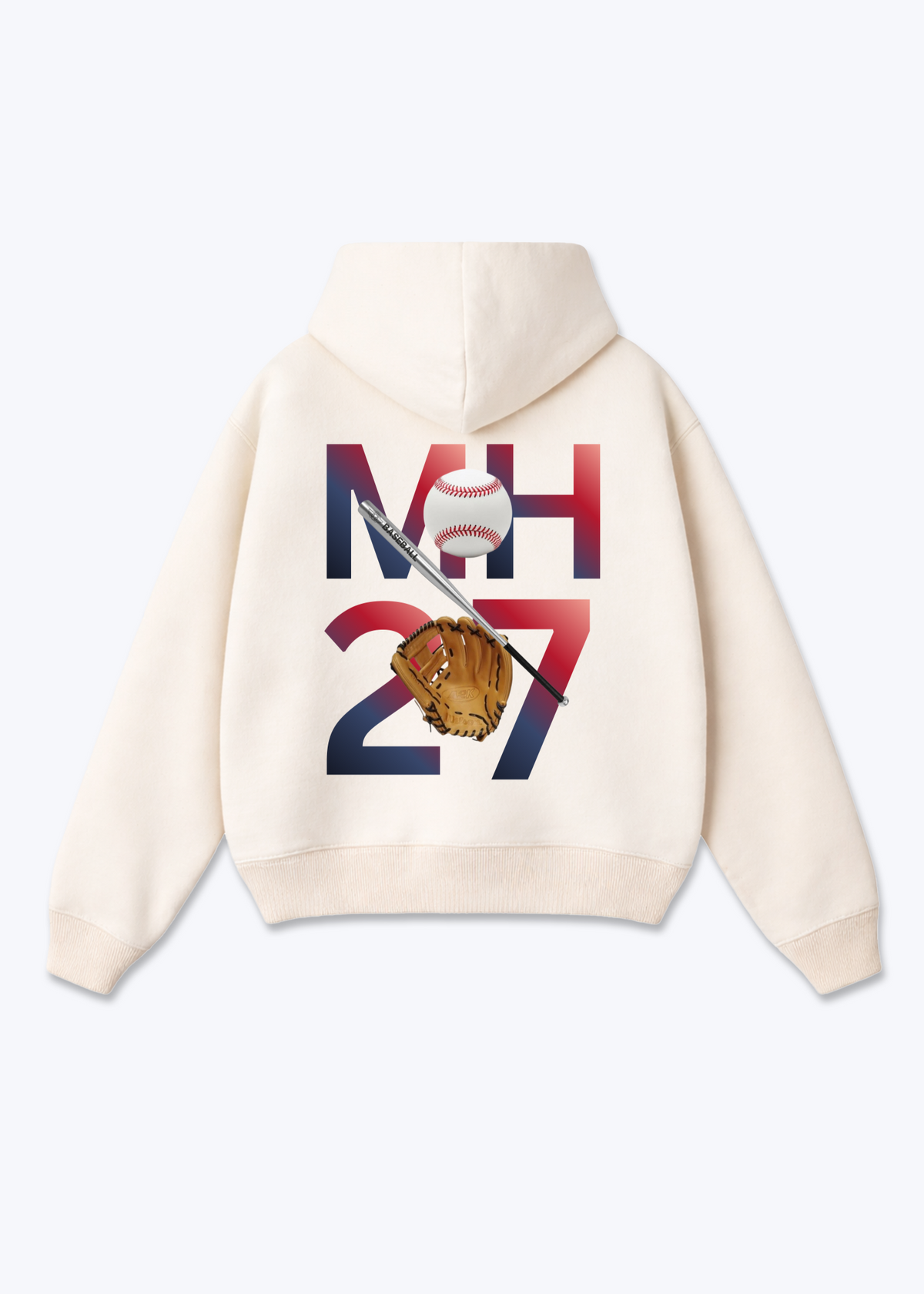 MH27 Zip Hoodie - Beige Back (Designed)